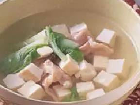 青菜豆腐肉片湯