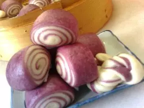 紫薯雙色饅頭（中種+不皺皮的兩段蒸法）