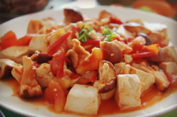西紅柿豆腐燴蘑菇