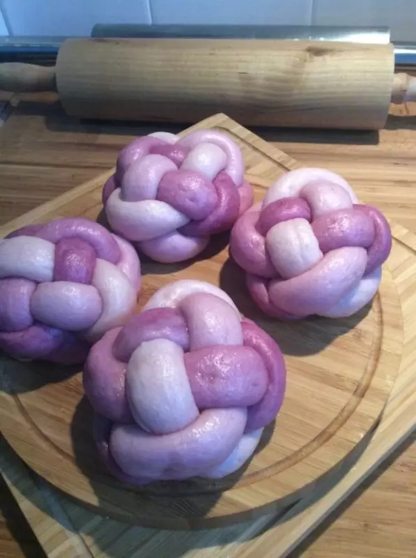 漸變紫薯繡球饅頭