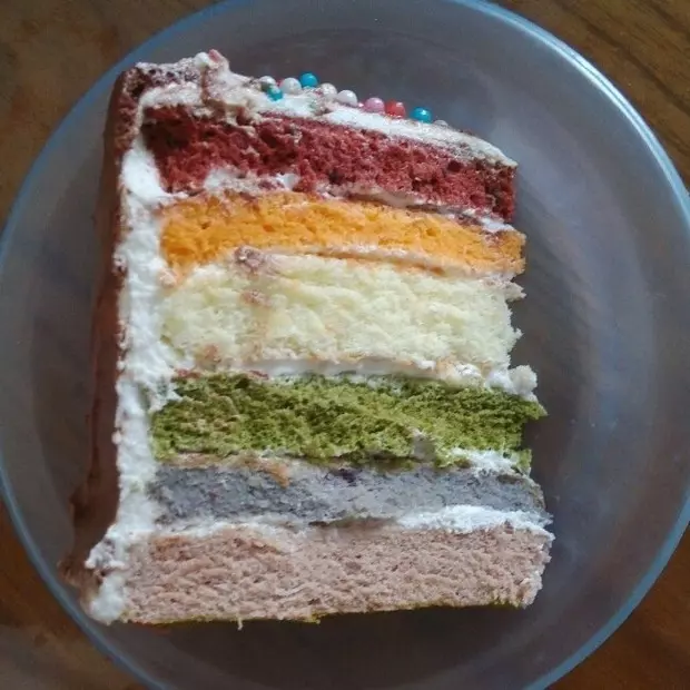 彩虹蛋糕(純天然無食用色素版)八寸一片蛋糕