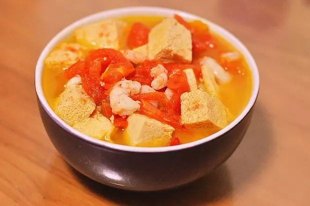 西紅柿凍豆腐蝦仁湯
