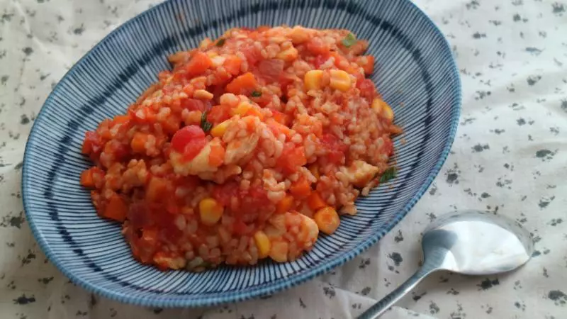 健康低脂番茄雜蔬炒糙米飯
