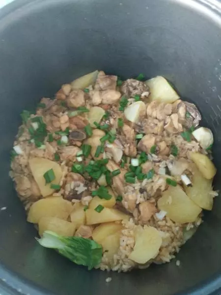 雞肉土豆電飯煲蒸飯。