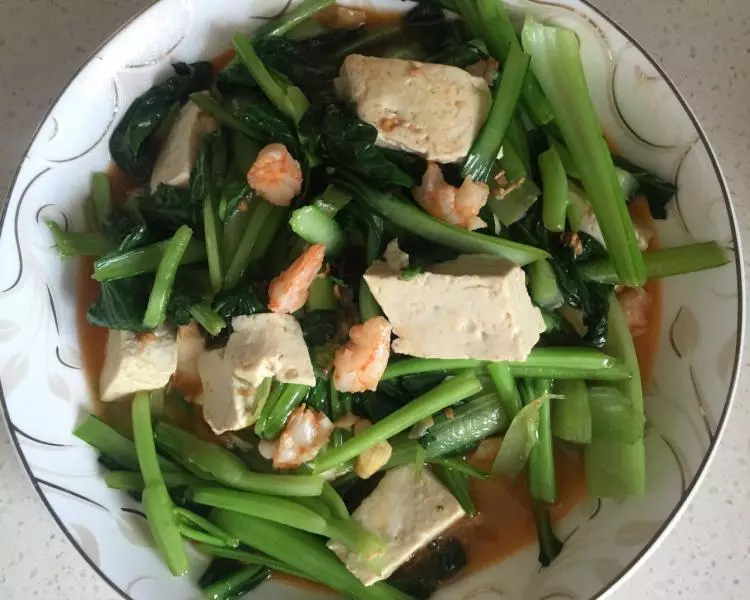 鮮蝦、油菜豆腐