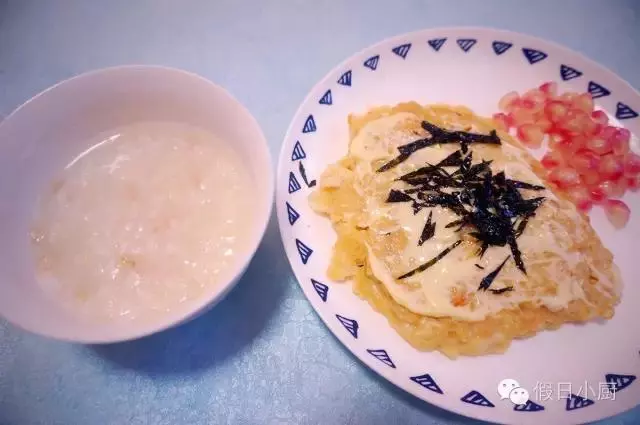 寶寶營養早餐-雜糧粥、大阪燒配石榴