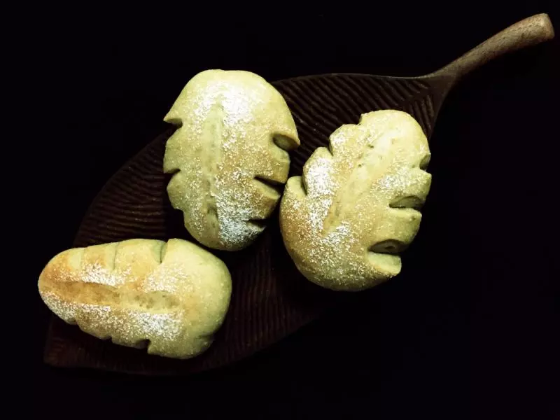 抹茶小葉子麵包~天然酵種