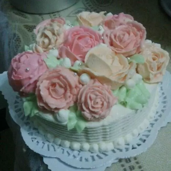 韓式玫瑰裱花奶油蛋糕
