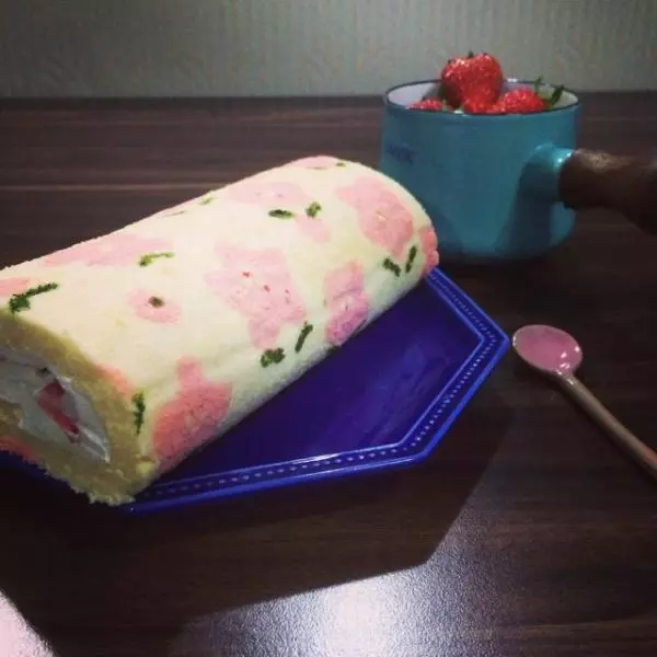 彩繪桃花蛋糕卷