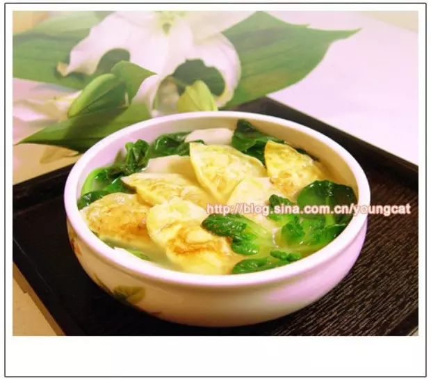 菊花菜烩蛋饺