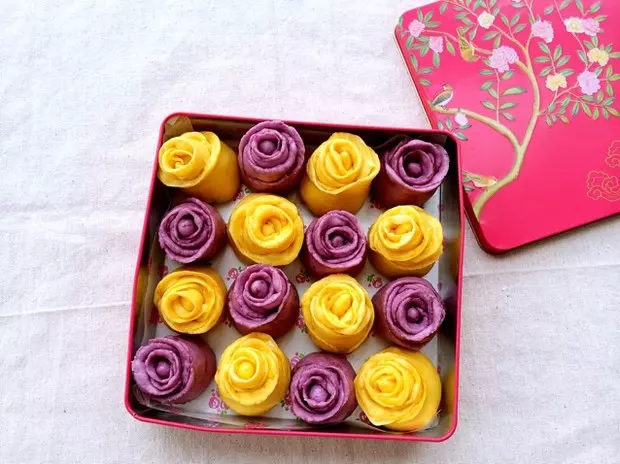 紫薯南瓜玫瑰花卷