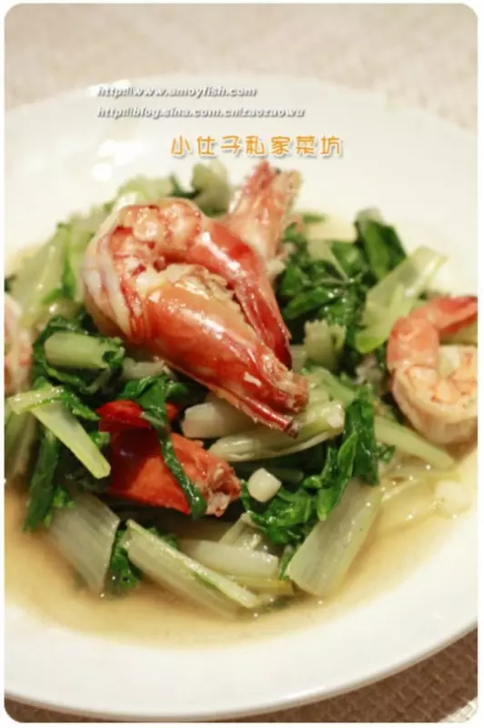 小白菜烩草虾