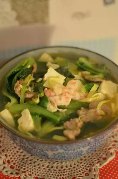 小白菜鮮蝦豆腐煲